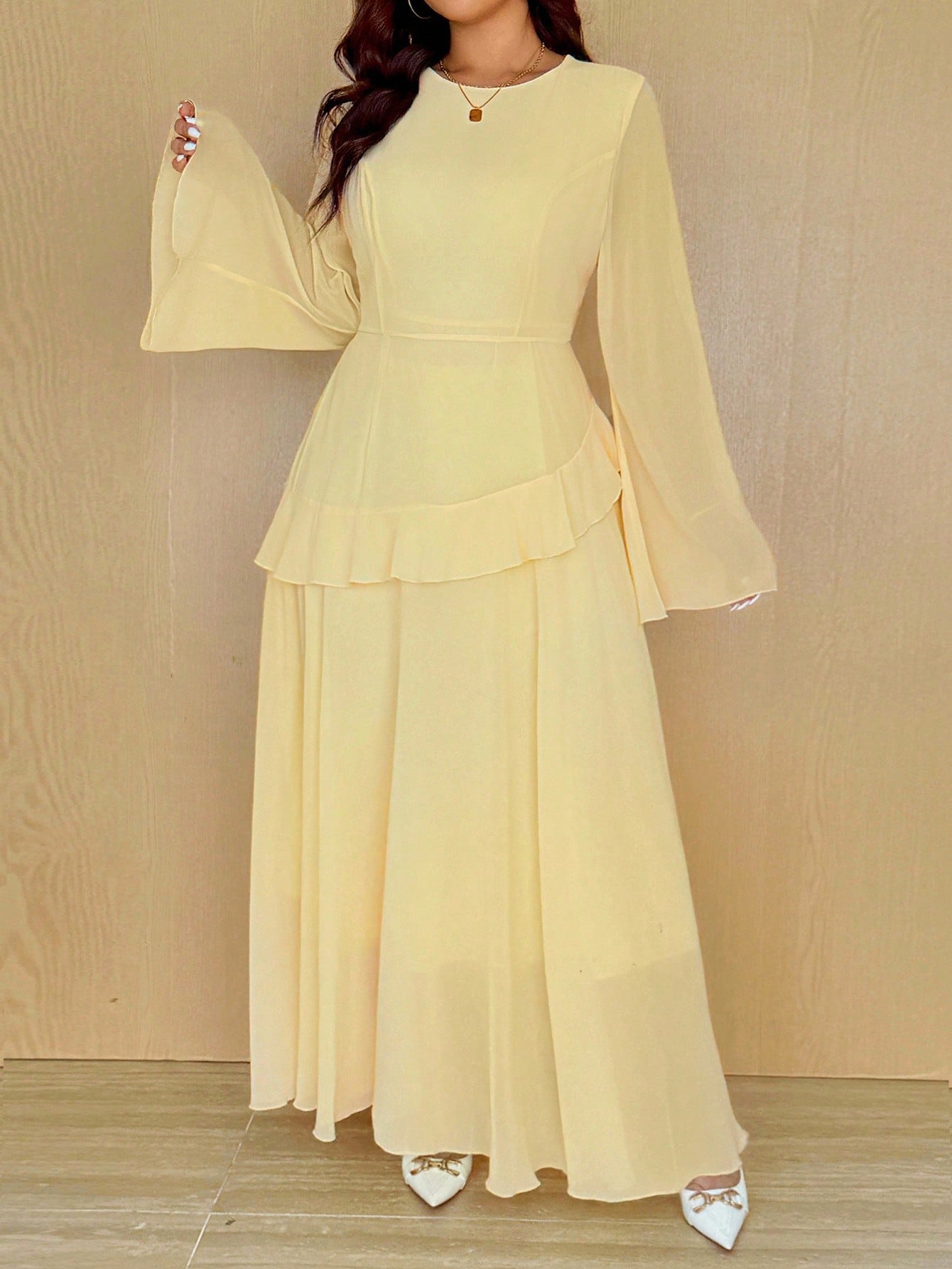 Vionelle فستان نسائي أنيق ذو لون أحادي للمقاسات ال...