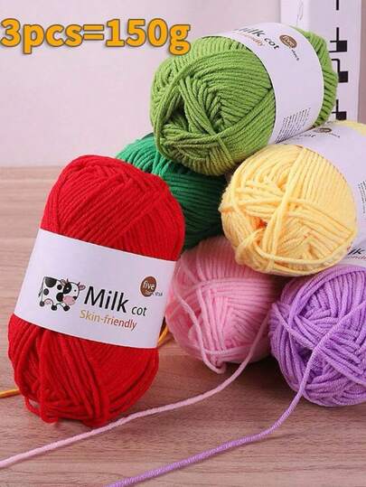 150g (Contains 3pcs) Soft Medium Thick Yarn For Handmade Knitting DIY Crafts, Handmade Gifts, Sweaters, Hats, Scarves
