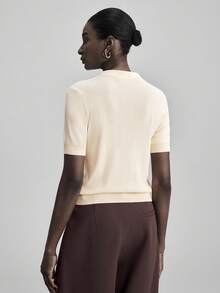 Ontre 2025 秋季女士 Polo 领针织短袖毛衣，商务休闲日常穿着，适合婚礼宾客、度假、城市通勤、办公室着装