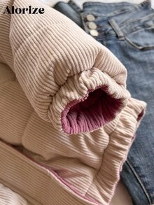Casaco Casual Acolchoado e Quente de Veludo Cotelê para Meninas Pré-Adolescentes, Inverno - Damasco - Visão 4
