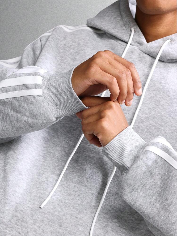 Oversized Hoodie With Stripe Detail And Drawstring