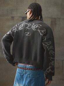 AXEPEAK كنزة صوفية رجالية بياقة طاقم مهترئة بطراز قديم، خريف وشتاء