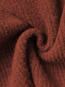 Elenzga Women's Loose V-Neck Wrap Front Sweater - Rust Brown - View 10