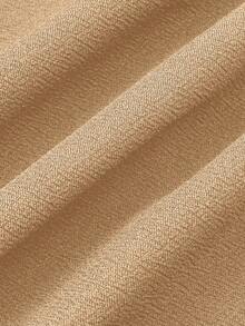 SHEIN Unity Women's Solid Color Toothpick Stripe Design Wide Leg Loose Casual Pants - Khaki - View 8