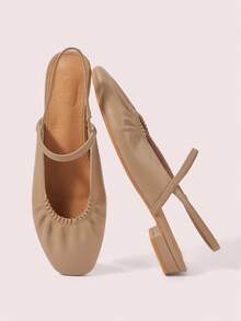 CUCCOO DOLLMOD Aprikot süße niedliche Mary Jane Preppy Stil rückenfreie Ballerinas