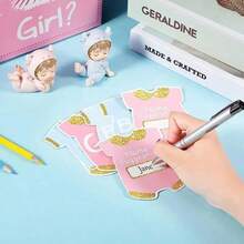 51pcs, Gender Reveal Ballot Box With 50 Ballot Cards BabyShower Decorations Party Invitations And Voting Game Gender Reveal Party Supplies (Pink, Blue) - Includes 1 Box And 50 Cards