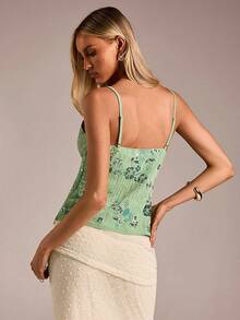 Avantive Áo hai dây thêu hoa đính hạt mùa hè mới, trang phục dự tiệc cho nữ - màu xanh lá - Xem 2