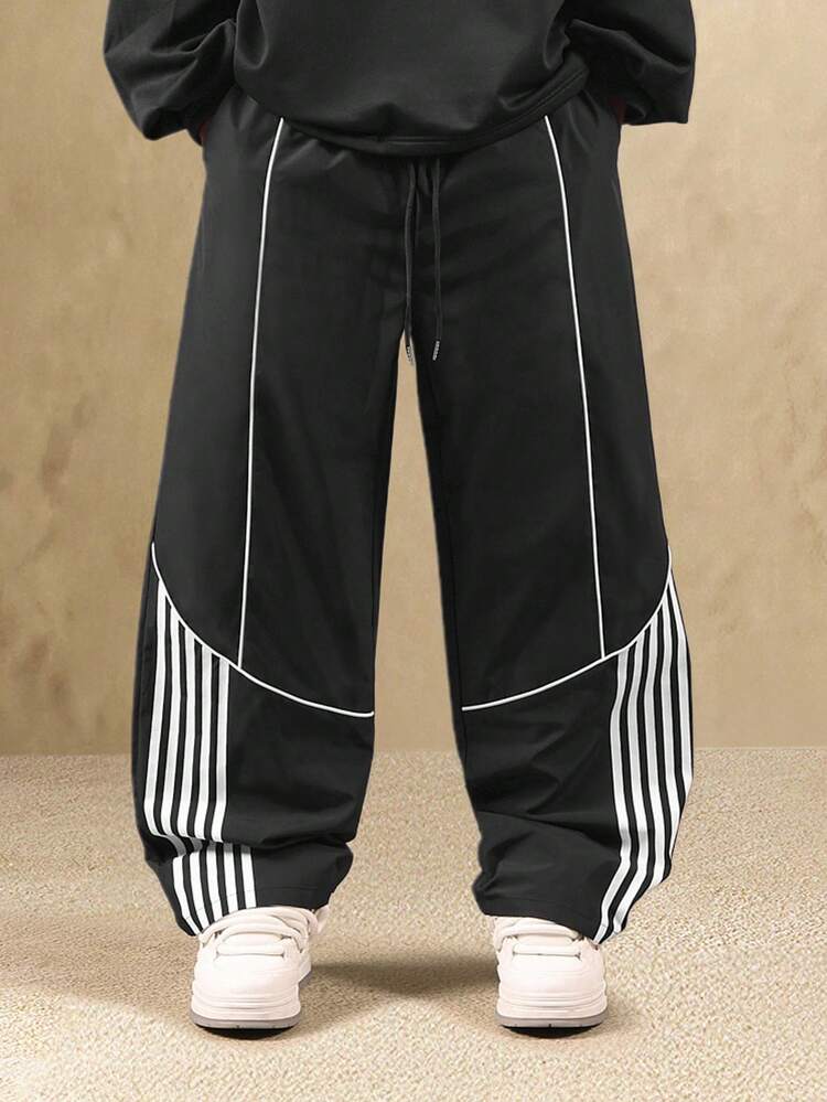 Wide Leg Track Pants With Contrast Stripes