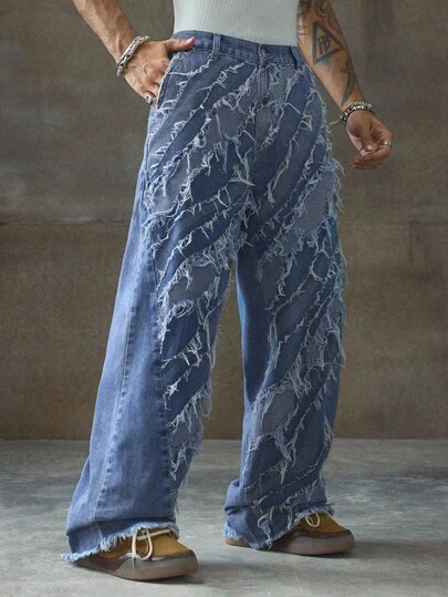 AXEPEAK Pantalones casuales de pierna ancha de color claro de moda para hombres