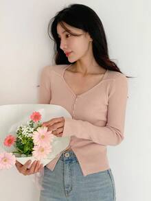 DAZY 女式高领修身长袖毛衣秋季 - 粉色 - 查看 2