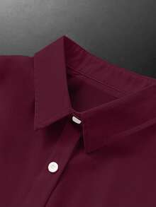 INAWLY 女士纯色单排扣休闲宽松长袖衬衫，秋季