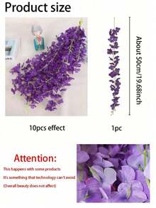 10/20 件人造紫藤花，3.75 英尺人造花绳，假吊花，丝绸紫藤花环，婚礼派对家居装饰，绿墙天花板花装饰，完美的婚礼悬挂装饰，适合派对、生日和家庭 - 彩色 - 查看 12