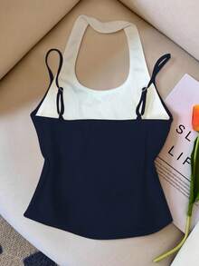 SHEIN Women's Casual Daily Two-Tone 2-In-1 Fitted Tank Top, Summer