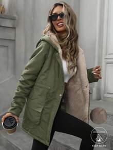 Aveloria Modichic Fashion Loose Casual Versatile Hooded Zip-Up Drawstring Waist Padded Padded Coat Clothes Winter 