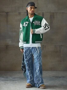 AXEPEAK Pantalon casual ample et décontracté de couleur claire pour homme