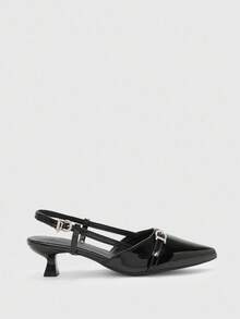 CUCCOO BIZCHIC Women's Pointed Toe Kitten Heel Slingback Pumps, Black, Fashionable & Versatile For Daily Wear, Commuting And Work For Christmas Spring Shoes Fall Shoes - Black - View 2