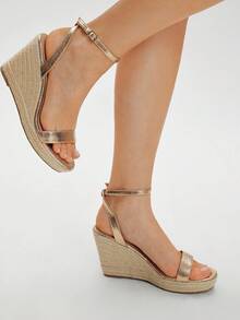 Styleloop Giày sandal đế xuồng hở mũi Cuccoo Casual Daily dành cho nữ - Rượu sâm banh - Xem 3