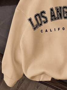 Kleine Jungen Lässig Komfort Los Angeles Grafik Strick Dicke Langarm Sweatshirt, Khaki, geeignet für gesellige Anlässe, Herbst/Winter - Khaki - Übersicht 5