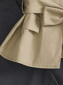 Lunelith SHEIN Lunessa Abrigo de mujer tipo trinchera vintage francés de diseño único, cuello en V, cintura con lazo, corte holgado, para primavera/otoño