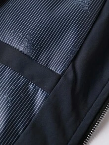 Manfinity Homme 男士休闲时尚街头风长袖拉链外套，秋季款 - 藏蓝色 - 查看 7