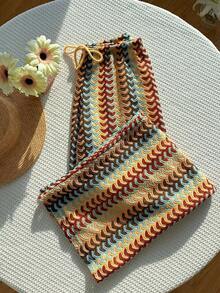 Comfortcana Women's Vacation Drawstring Waist All-Over Print Loose Wide Leg Casual Pants,Fall - Multicolor - View 7