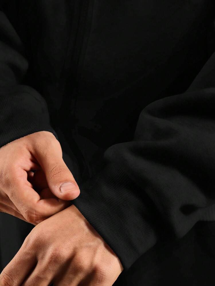 Essential Oversized Zip Up Hoodie With Casual Fit And High Neck