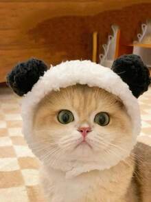 1pc Cute Pet Cat/Dog Ear Hat, Funny Bear Headdress/Headgear, Adjustable Soft Small Pet Headwear For Cat Puppy Dog, Panda Ear Hat, Pet Warm Headwear For Winter - Multicolor - View 6