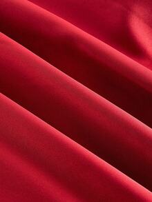 SHEIN MOD 露肩系带腰部中长连衣裙，酒红色 - 紅色 - 查看 4