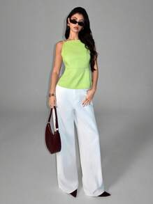 Avantive 春夏女士浪漫/舞会/正式/生日/90 年代/商务休闲女士/优雅/西部装/外出/时尚/休闲/Y2k/俱乐部/办公室/鸡尾酒会/复古/狂欢节/有趣/优雅/老钱/街头服饰/度假/乡村音乐会/工作/端庄/春假/音乐会/坏人/基本款/毕业无袖上衣 - 綠色 - 查看 3