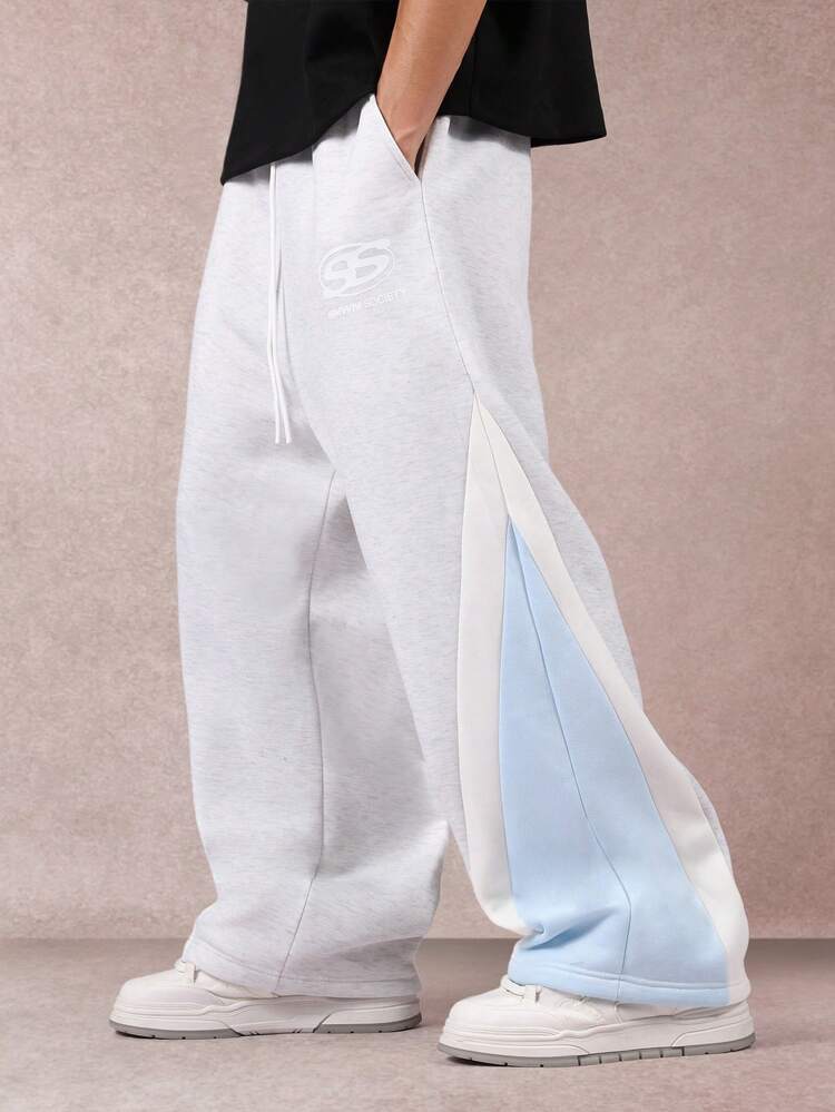 Baggy Panelled Sweatpants With Color Block Design