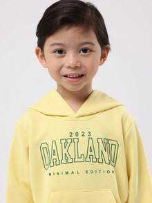 SUMWON Conjunto de dos piezas de invierno para niños, edición mínima de Oakland, con sudadera con capucha y pantalones jogger, ropa de calle para otoño e invierno - Amarillo - Ver 5