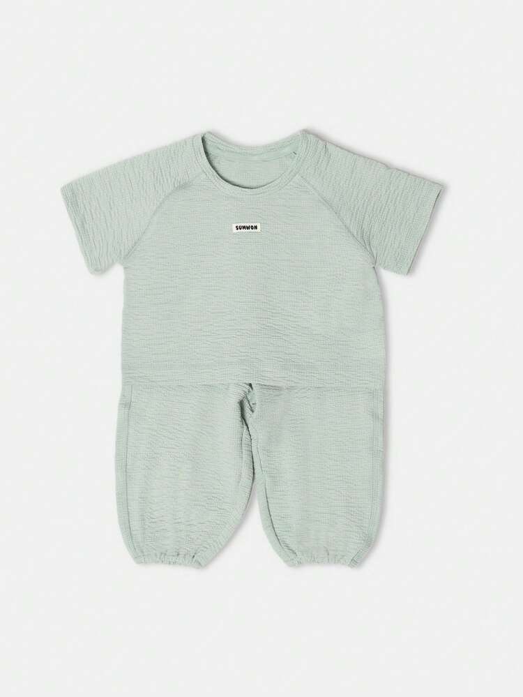 Short Sleeve Bubble Co-Ord Set With Elastic Waist