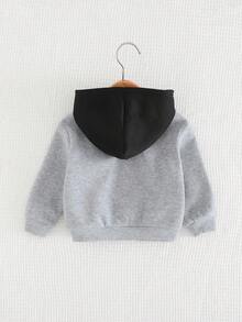 Cozy Pixies Baby Boy Letter Pattern Contrast Color Sweatshirt,In Fall/Winter - Multicolor - View 2