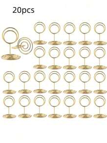 Soporte para letrero de mesa, soporte de tarjeta de número de mesa mini premium, soporte de foto de alambre, adorno, recepción de boda, fiesta, cumpleaños, centro de mesa de mesa, fiesta de aniversario (Dorado) - Dorado - Ver 9