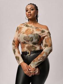 SHEIN Tall CURVE Plus Size Minimalist Fashion Casual Daily Wear Bodysuit, Wearable In All Seasons