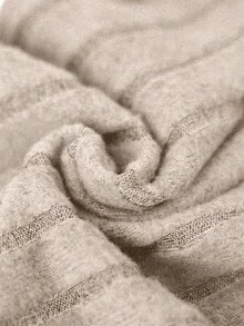 Calvaya 2pcs Fitted Casual Ribbed Brushed Long Sleeve Top With Built-In Padded Bra And Pants Set - Khaki - View 7