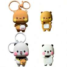 سلسلة مفاتيح دمية باندا كيوت بوبو ديدو يير، شكل أنمي لعبة دمية، قلادة جميلة، حامل مفاتيح، زينة للسيارة والحقيبة والهاتف المحمول - متعدد الألوان - مشاهدة 9