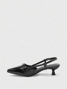 CUCCOO BIZCHIC Women's Pointed Toe Kitten Heel Slingback Pumps, Black, Fashionable & Versatile For Daily Wear, Commuting And Work For Christmas Spring Shoes Fall Shoes - Black - View 8