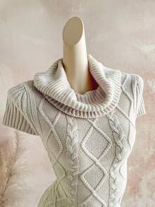 Soleia Casual Solid Color Slim Fit Women Knit Sweater Dress Fall Dress Fall Sweaters Winter Dresses  Keep Warm Turtleneck Sweater - Apricot - View 3