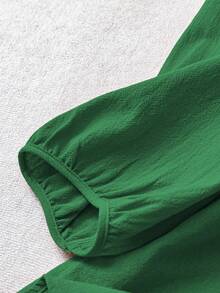 Linhara Women's V-Neck Embroidered 3/4 Sleeve Linen Blouse, Loose Fit Summer Top