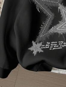 Sweatshirt Longgar Motif Pentagram Personalisasi untuk Remaja Perempuan, Hitam, Musim Dingin, Streetwear, Wisuda, Kembali ke Sekolah, Sweatshirt Gaya Punk Street Musim Gugur - MultiWarna - View 6