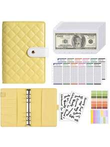 1Set A6 PU Leather Binder Planner, Budget 6 Ring Notebook With Stylish Design, Multi-Functional Personal Organizer Binder, Cash Budget Folder, Complete Money Planner Organizer Expense Tracker, Saving And Budgeting - Multicolor - View 17