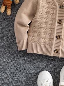 SHEIN Young Boy Casual Solid Color Button Front Cardigan, Autumn Kids Cardigan Sweater Boys Sweater Cardigan Boys Knit Cardigan Toddler Boy Cardigan Sweater Brown Cardigan Sweater Brown Sweater For Boys Kids Knit Cardigan Toddler Boy Sweater Boys Button Cardigan Sweater Boys Sweater Jacket 8 Years Old Boy Knitwear Brown Sweater For Teen Boy Kids Vest Sweater Fall Winter - Khaki - View 5