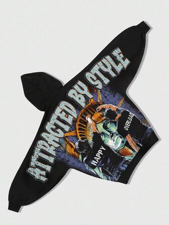 Street Life Men's Street Style Letter Print Casual Hoodie Sweatshirt, Autumn