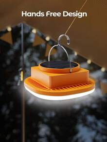 Teckwe 1pc Solar Camping Light Rechargeable Lantern,Waterproof Portable Lantern Night Lights, Multi-Functional Emergency Lamp, High Brightness Light With Hook, For Emergency, Adventure, Camping, Fishing - Orange - View 6