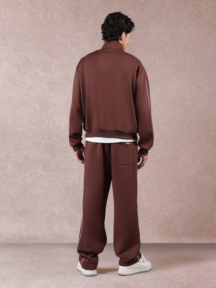 Full Zip Track Jacket With Piping And Matching Pants