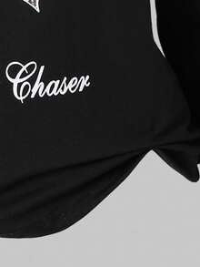 SHEIN 2pcs Girls Jacquard Long Sleeve T-Shirt And Jacquard Skirt Set Loose Sweet Shirt For Girls Girl Shirts Casual Girl Sweatshirts Teen Girl Clothes Long Sleeve - Black and White - View 3