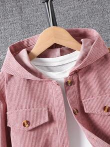 Sparklyn 2pcs Tween Girls Casual Single-Breasted Hooded Jacket And Pants Set, Autumn Fall Winter