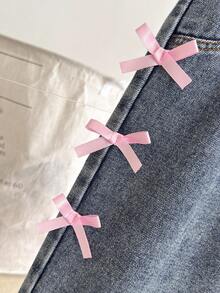 SHEIN 2pcs/Set 6Months-3Years Baby Fall Outfits For Girl Casual And Korean Style Suit,Bowknot-Printing ,Long Sleeves Hoodie&Long Jeans Winter - Pink - View 8