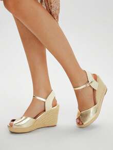 Styleloop CUCCOO Hemp Rope Sole Slip-On Sandals, Casual Women Platform Wedge Sandals